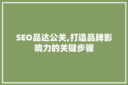 SEO品达公关,打造品牌影响力的关键步骤