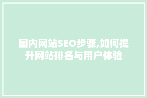 国内网站SEO步骤,如何提升网站排名与用户体验