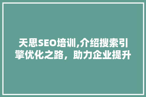 天思SEO培训,介绍搜索引擎优化之路，助力企业提升在线竞争力