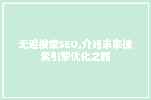 无追搜索SEO,介绍未来搜索引擎优化之路