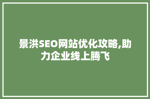 景洪SEO网站优化攻略,助力企业线上腾飞