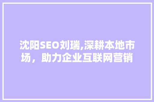 沈阳SEO刘瑞,深耕本地市场，助力企业互联网营销