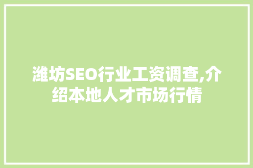 潍坊SEO行业工资调查,介绍本地人才市场行情