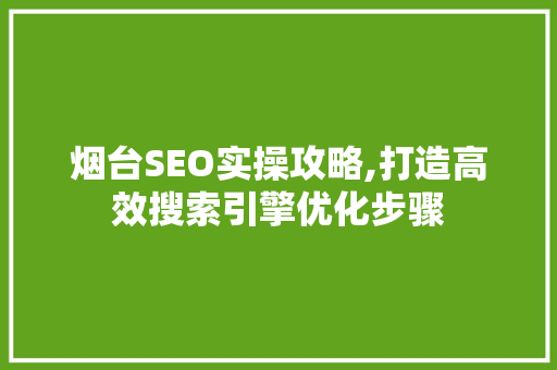 烟台SEO实操攻略,打造高效搜索引擎优化步骤