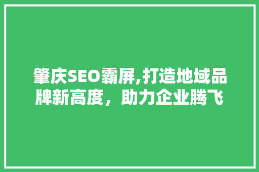 肇庆SEO霸屏,打造地域品牌新高度，助力企业腾飞
