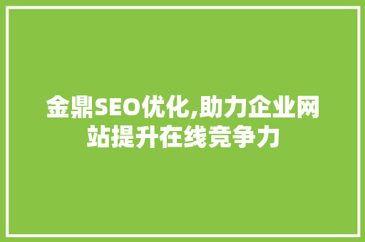 金鼎SEO优化,助力企业网站提升在线竞争力 网站开发