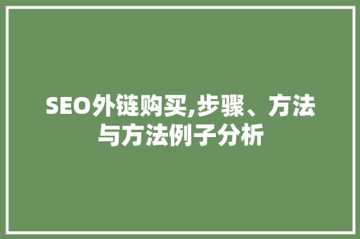 SEO外链购买,步骤、方法与方法例子分析