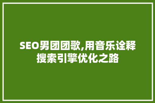 SEO男团团歌,用音乐诠释搜索引擎优化之路