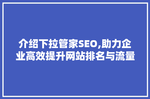 介绍下拉管家SEO,助力企业高效提升网站排名与流量