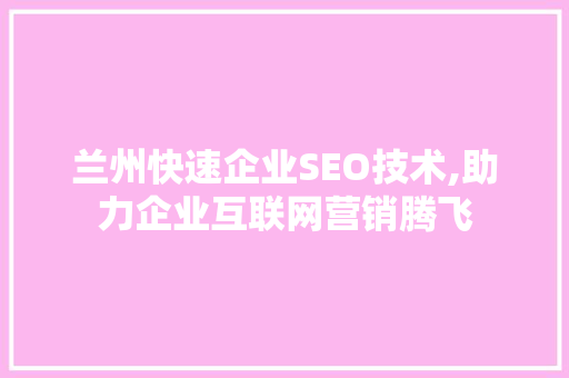 兰州快速企业SEO技术,助力企业互联网营销腾飞