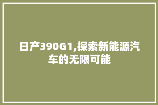 日产390G1,探索新能源汽车的无限可能