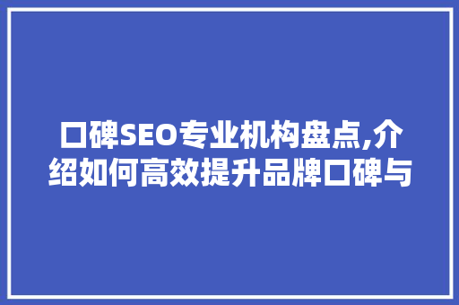 口碑SEO专业机构盘点,介绍如何高效提升品牌口碑与搜索引擎排名