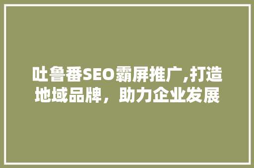 吐鲁番SEO霸屏推广,打造地域品牌，助力企业发展 英文谷歌算法
