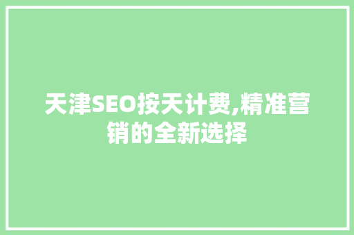 天津SEO按天计费,精准营销的全新选择 网站优化