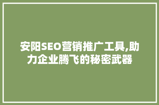 安阳SEO营销推广工具,助力企业腾飞的秘密武器