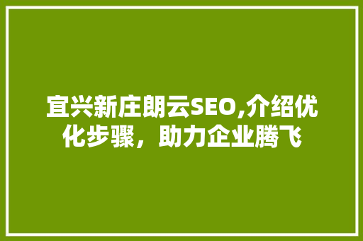 宜兴新庄朗云SEO,介绍优化步骤，助力企业腾飞 头条优化