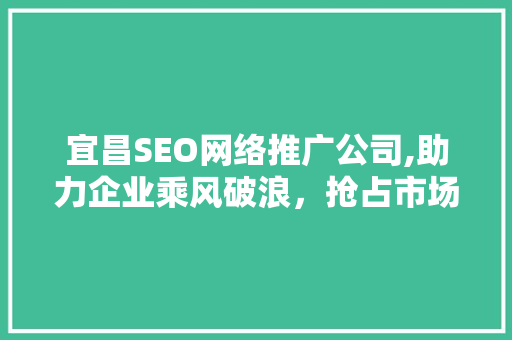 宜昌SEO网络推广公司,助力企业乘风破浪，抢占市场先机