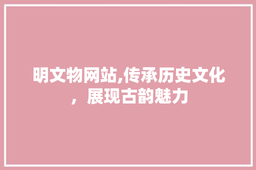 明文物网站,传承历史文化，展现古韵魅力