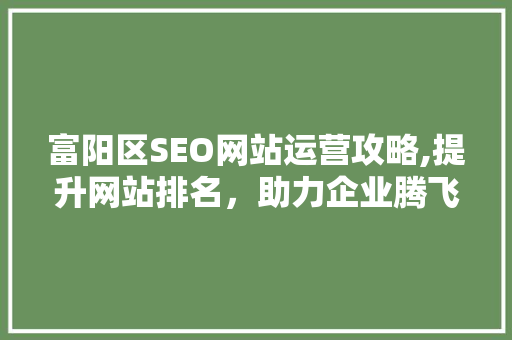 富阳区SEO网站运营攻略,提升网站排名，助力企业腾飞