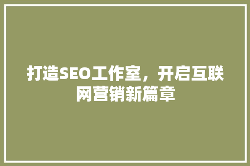 打造SEO工作室，开启互联网营销新篇章 英文谷歌算法