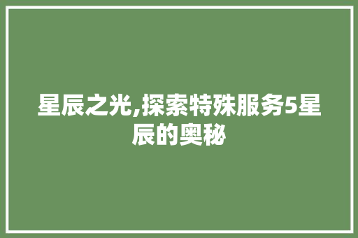 星辰之光,探索特殊服务5星辰的奥秘 星辰之光,探索特殊服务5星辰的奥秘 小程序开发
