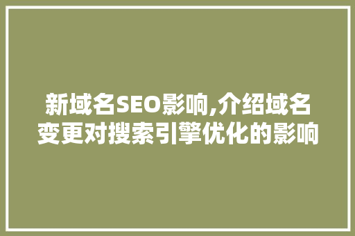 新域名SEO影响,介绍域名变更对搜索引擎优化的影响与应对步骤