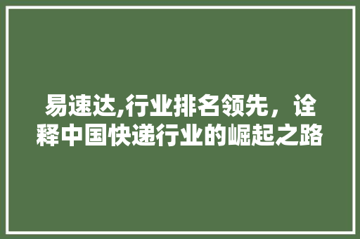 易速达,行业排名领先，诠释中国快递行业的崛起之路
