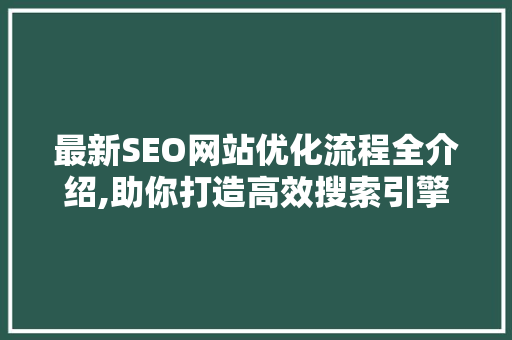 最新SEO网站优化流程全介绍,助你打造高效搜索引擎优化步骤