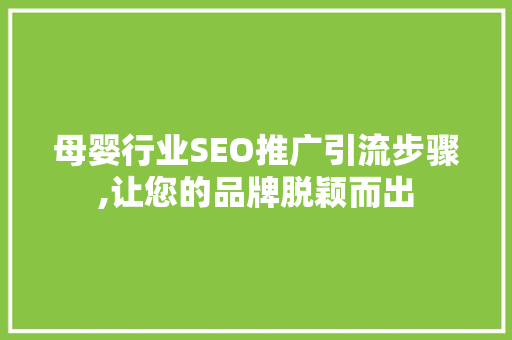 母婴行业SEO推广引流步骤,让您的品牌脱颖而出 头条优化