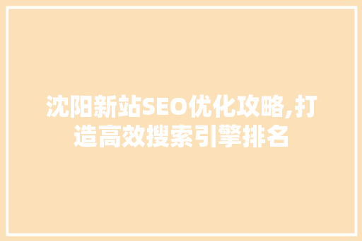 沈阳新站SEO优化攻略,打造高效搜索引擎排名 网站优化