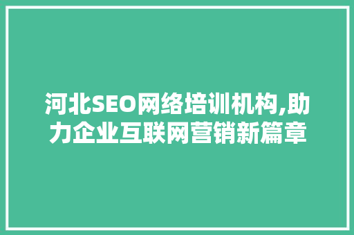 河北SEO网络培训机构,助力企业互联网营销新篇章