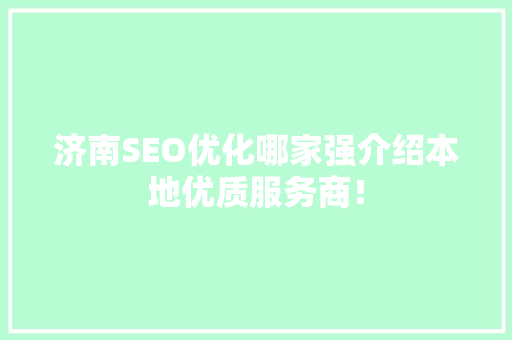 济南SEO优化哪家强介绍本地优质服务商！ 网站优化