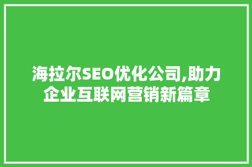 海拉尔SEO优化公司,助力企业互联网营销新篇章