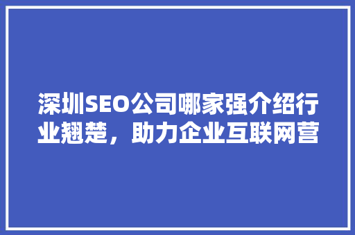 深圳SEO公司哪家强介绍行业翘楚，助力企业互联网营销 英文谷歌算法