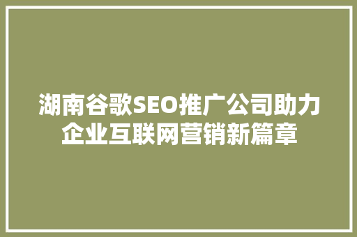 湖南谷歌SEO推广公司助力企业互联网营销新篇章 搜狗优化