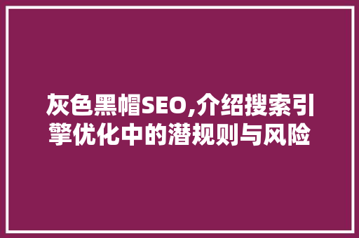 灰色黑帽SEO,介绍搜索引擎优化中的潜规则与风险