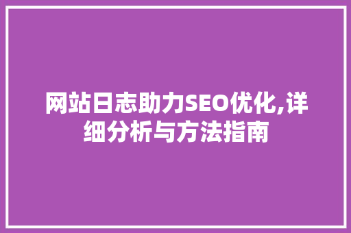 网站日志助力SEO优化,详细分析与方法指南 小程序开发