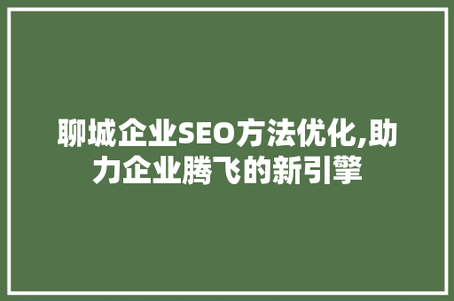 聊城企业SEO方法优化,助力企业腾飞的新引擎 小程序开发