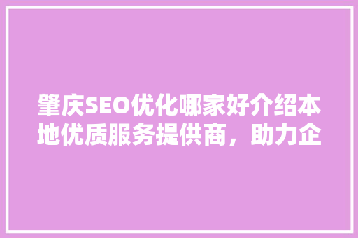 肇庆SEO优化哪家好介绍本地优质服务提供商，助力企业腾飞！