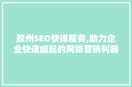 胶州SEO快排服务,助力企业快速崛起的网络营销利器