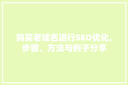 购买老域名进行SEO优化,步骤、方法与例子分享