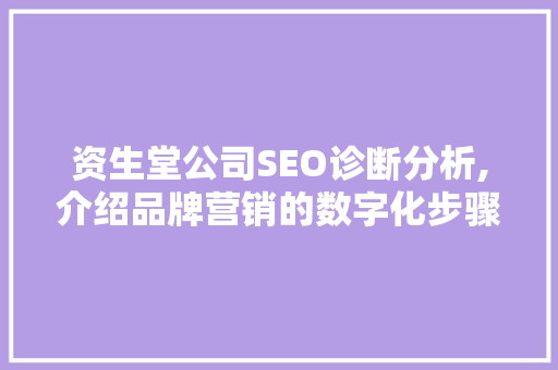 资生堂公司SEO诊断分析,介绍品牌营销的数字化步骤 网站开发