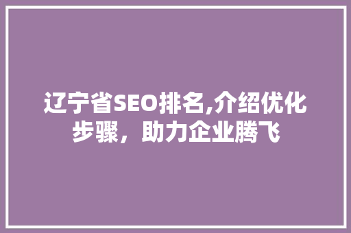 辽宁省SEO排名,介绍优化步骤，助力企业腾飞 360搜优化