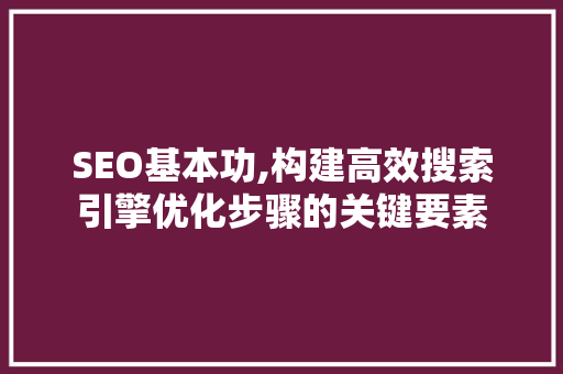 SEO基本功,构建高效搜索引擎优化步骤的关键要素 网站优化