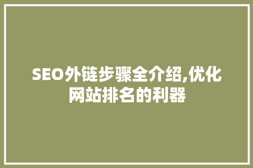 SEO外链步骤全介绍,优化网站排名的利器
