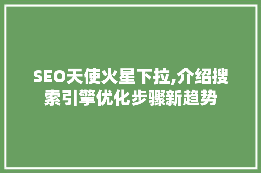 SEO天使火星下拉,介绍搜索引擎优化步骤新趋势