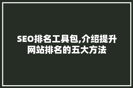 SEO排名工具包,介绍提升网站排名的五大方法
