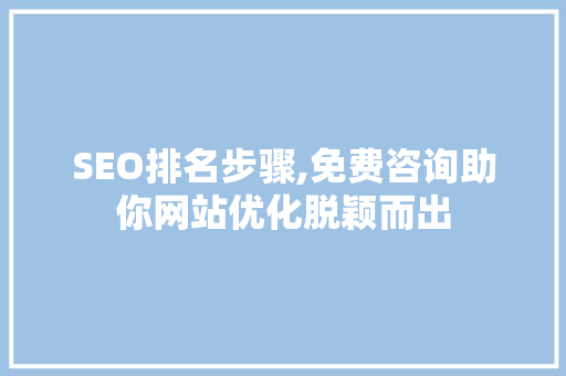 SEO排名步骤,免费咨询助你网站优化脱颖而出