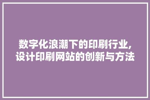 数字化浪潮下的印刷行业,设计印刷网站的创新与方法