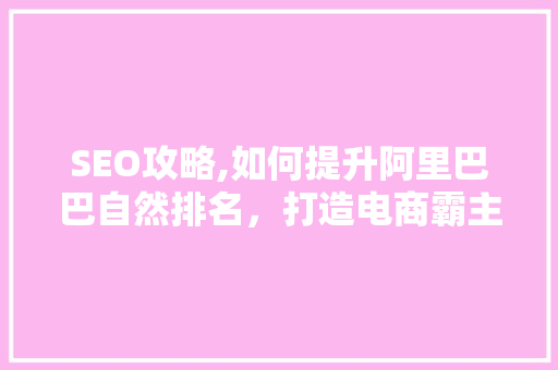 SEO攻略,如何提升阿里巴巴自然排名，打造电商霸主地位 小程序开发